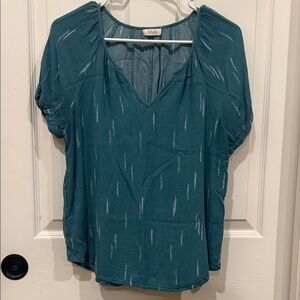 Elegant Teal V-Neck Blouse